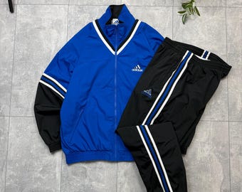Vintage Adidas 90s Nylon Track Jacket Pants Tracksuit Striped Y2K Size L Men’s