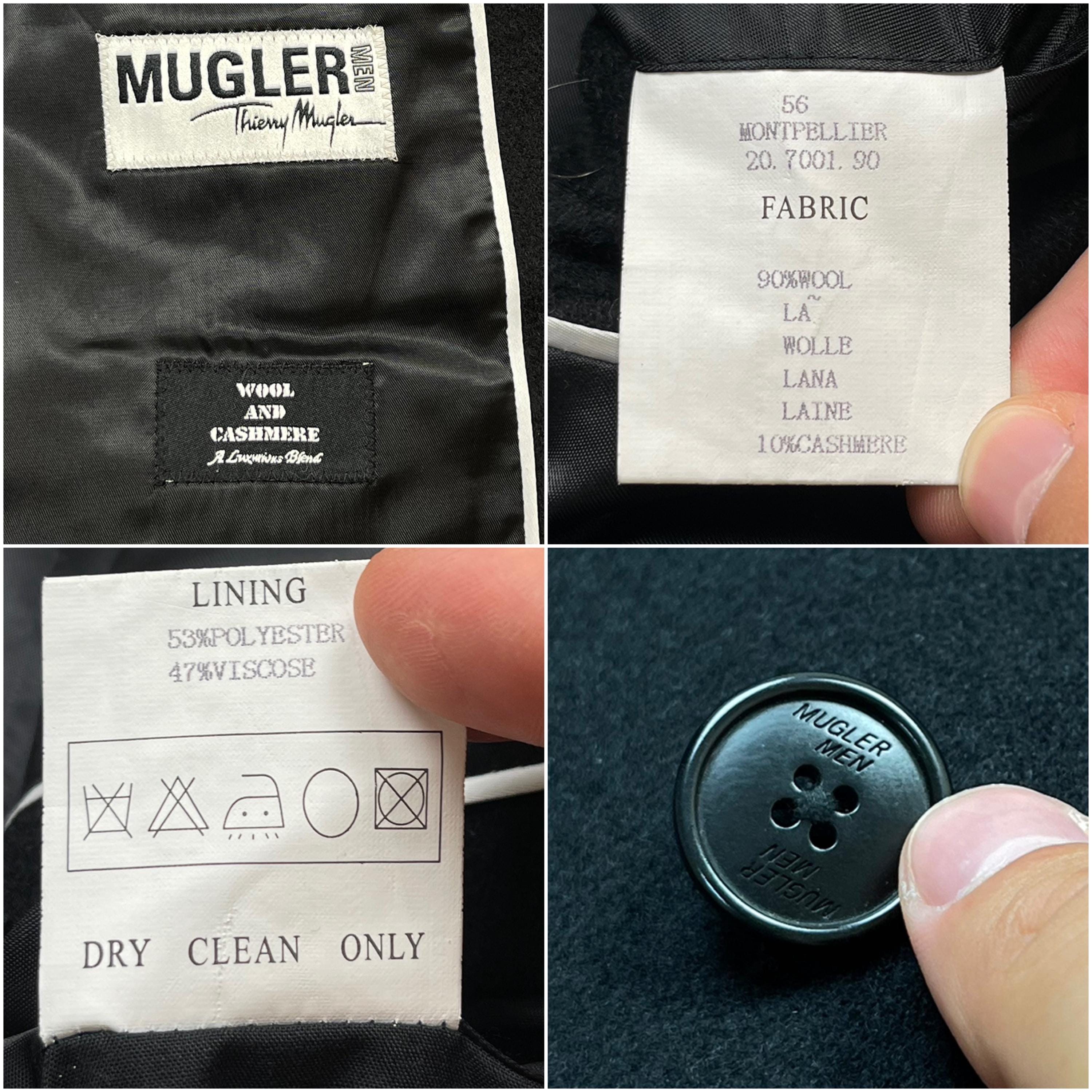 Manteau THIERRY MUGLER Pour Homme - Taille 54 (XL) - Laine Et Cachemire Noir - Occasion Très Bon état