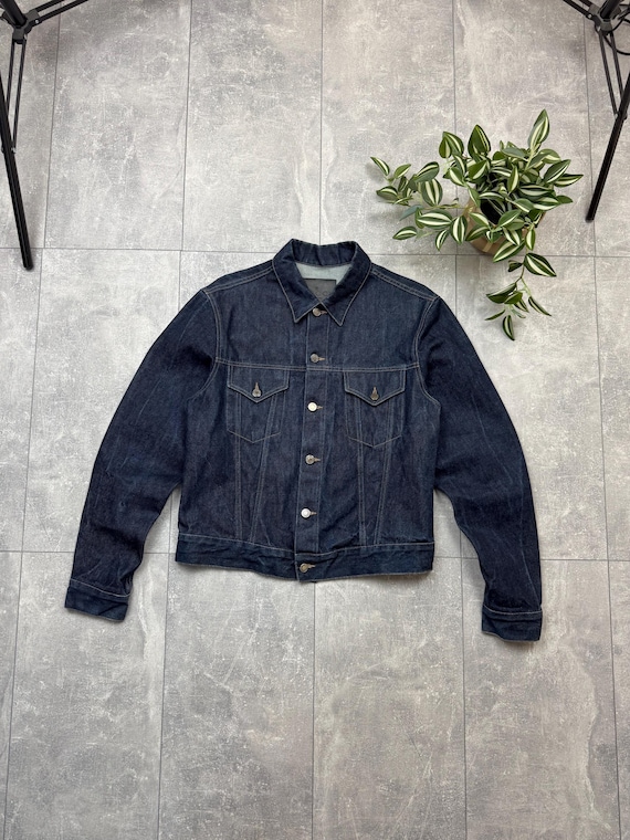 Vintage Gucci Tom Ford Black Denim Jacket, Made in Italy, Size 50