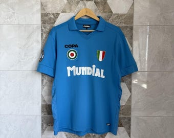 Napoli #10 Maradona Copa Football Shirt Soccer Jersey Size L Mens
