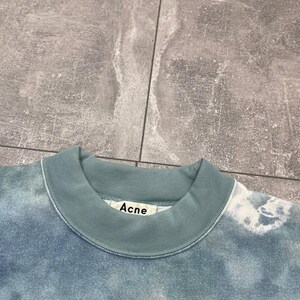Acne Studios Felke Bleach PSS18 Tie-Dye Crew Neck Blue Sweatshirt size L image 3