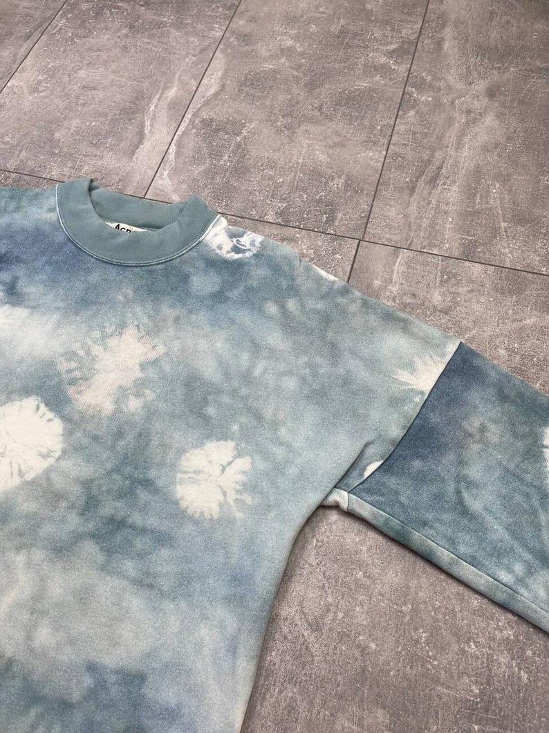 Acne Studios Felke Bleach PSS18 Tie-Dye Crew Neck Blue Sweatshirt size L image 9