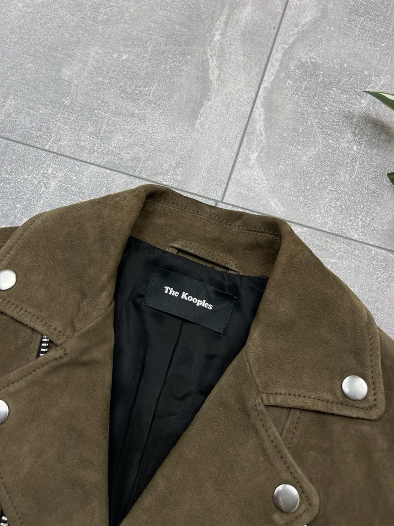 The Kooples Brown Suede Buffalo Leather Biker Jacket Women’s XXS image 6