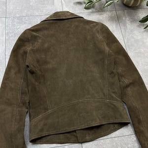 The Kooples Brown Suede Buffalo Leather Biker Jacket Women’s XXS image 14