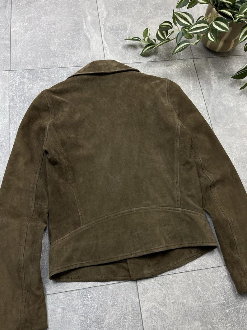 The Kooples Brown Suede Buffalo Leather Biker Jacket Women’s XXS image 14