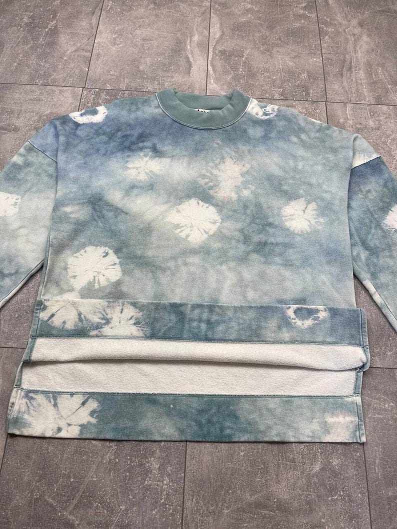 Acne Studios Felke Bleach PSS18 Tie-Dye Crew Neck Blue Sweatshirt size L image 10