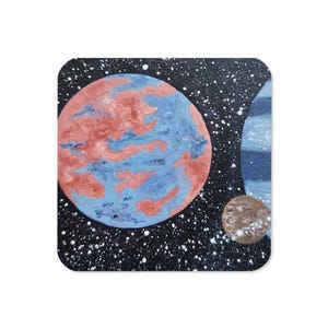 Cork-back coaster with print of &quot;Planets family&quot; painting