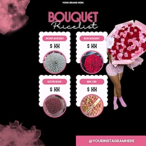 FLORIST Flyer, Social Media Flyer, Bouquet, Pricelist Flyer, DIY, Canva Template, Order Now, FLORIST