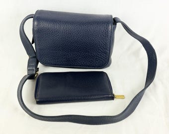 COACH ネイビー ショルダーバッグ Vintage Coach International Clutch 9833 Mahogany Leather Made in
