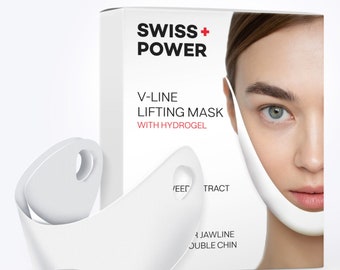 Maschera lifting SWISS+POWER V-Line con idrogel - doppio riduttore del mento, antietà, antirughe