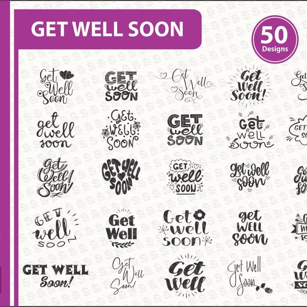 Get Well Soon SVG Bundle, Sublimation, Cricut, Silhouette, Printable