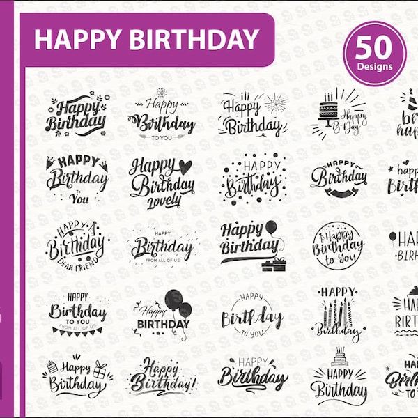 Happy Birthday SVG Bundle, Sublimation, Cricut, Silhouette, Printable