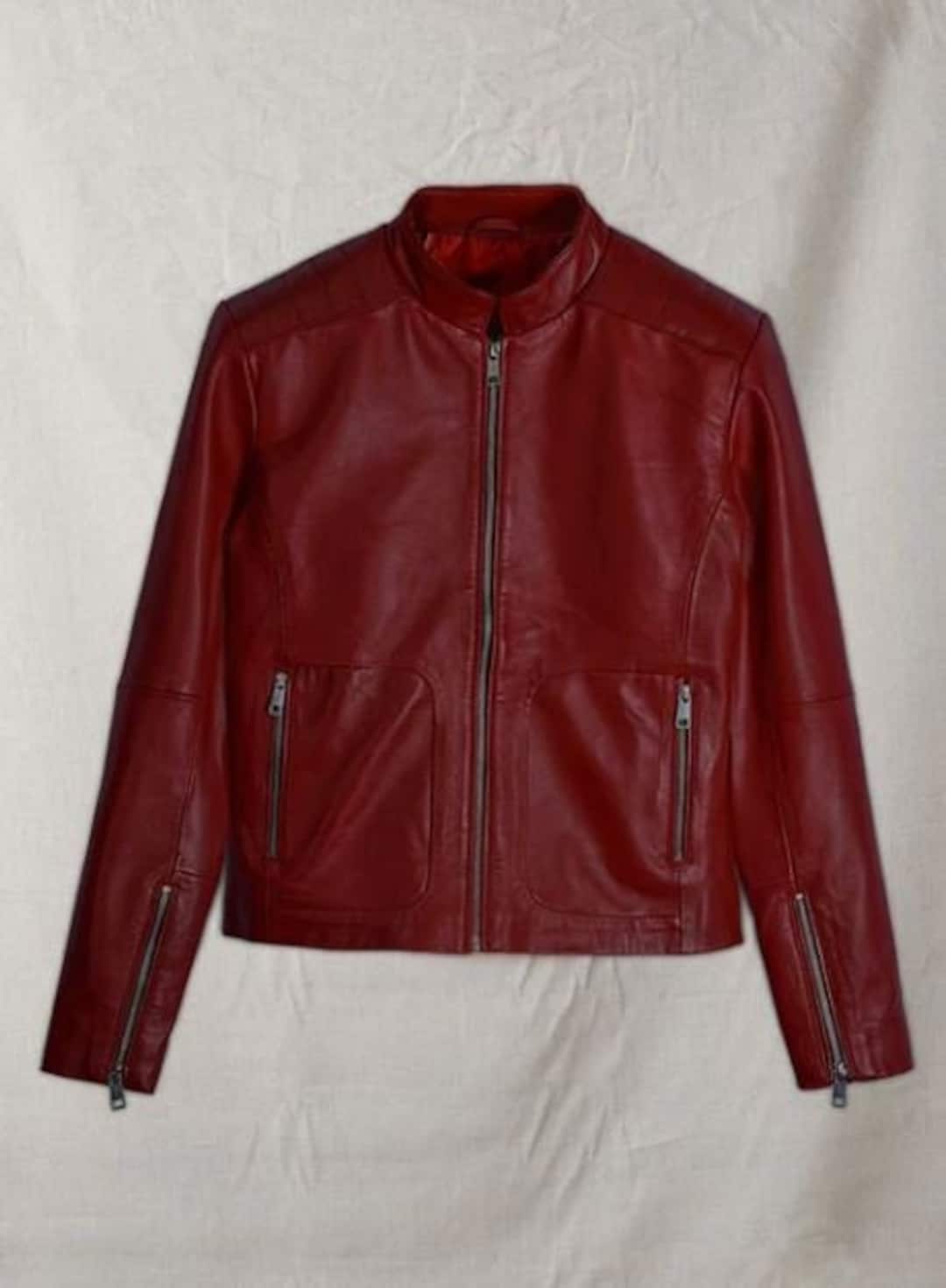 Women's Bright Red Leather Jacket