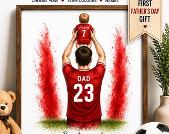 New Dad Football Print, First Father's Day Gift, Personalised Daddy and Baby Football Print, New Dad Gift from Wife