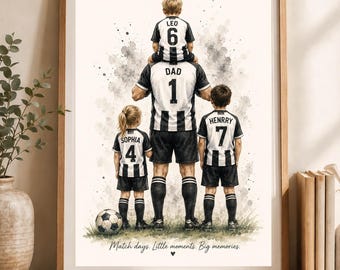Stepdad Football Print, Bonus Dad Gift, Personalised Football Family Wall Art for Stepdad, Step Dad Father's Day Gift