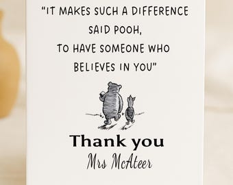 Personalised  Teacher Thank You Card Goodbye Gift for  Farewell Keepsake Custom Name TA Colleague Friend Parting Present believe in yourself