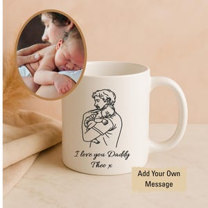 Custom Line Drawing Mug Personalized Photo Illustration Father's day Custom Family Portrait gift Hand Drawn Sketch with custom message