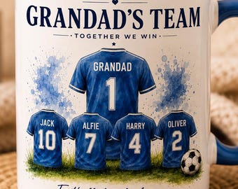 Grandad's Team Personalised Football Mug | Grandad Gift from Grandchildren | Custom Squad Mug | Football Gift for Grandad | Birthday Gift