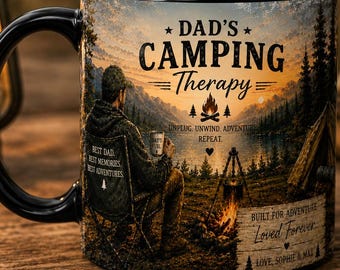 Personalised Camping Mug For Dad, Camping Dad Gift, Fathers Day Mug, Custom Camping Mug, Outdoor Adventure Mug, Camper Gift UK