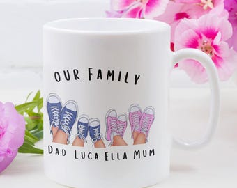 Personalised Family shoes names mug, Mother's day  Mug Gift, Mum funny Definition Mug, Rude Mug For Mum, handmade mug for mum, funny mug