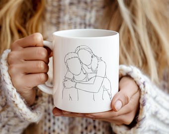 Personalised Line Art Mug continuous minimalist from Photo Custom Minimalist Portrait Mug Unique Keepsake Gift