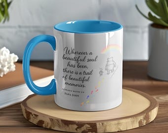 Personalised Memorial Mug In Loving Memory Gift Custom Name Bereavement Sympathy Keepsake Rainbow Footprints Remembrance Cup