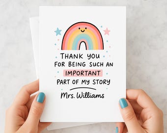 Personalised  Teacher Card Personalised End of year school Preschool Nursery Primary Teacher Appreciation  Keepsake Assistant Teacher Gift