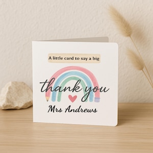 Thank You Card for Teacher Personalised  Rainbow card Colleague Nursery Staff End of Term Appreciation Card  Big Thank You gift from student