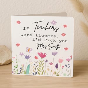 Carte de remerciement personnalisée pour professeur, cadeau de fin d'année si les professeurs étaient des fleurs rose pastel design de jardin avec nom personnalisé carte cadeau pour chambre d'enfant