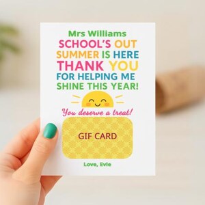 Teacher Gift Card Holder End of school year Personalised Teaching Assistant Appreciation gift Preschool Nursery TA Primary School Mentor