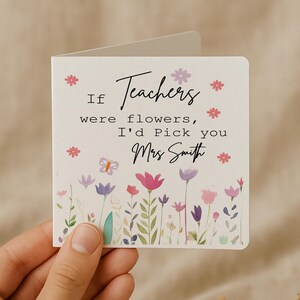 Carte de remerciement personnalisée pour professeur, cadeau floral personnalisé pour jardin de fin d'année, départ de la maternelle si les professeurs étaient des fleurs avec option de nom