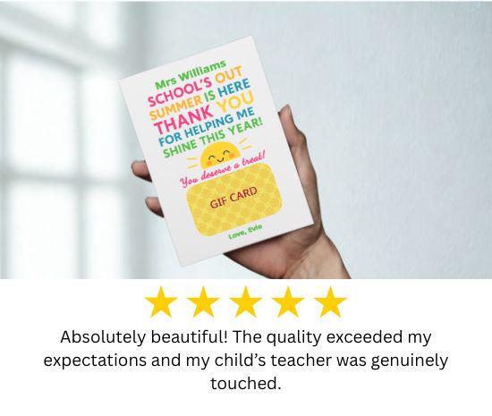 Teacher Gift Card Holder End of School Year Personalised Teaching ...
