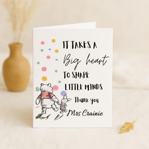 Cartão de agradecimento para professores O fim do ano letivo exige um grande coração Presente de agradecimento personalizado para assistente de ensino Assistente de pré-escola Personalizado com nome