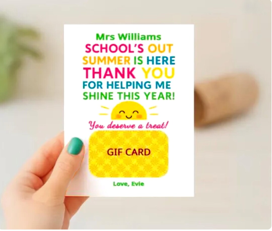 Teacher Gift Card Holder End of School Year Personalised Teaching ...