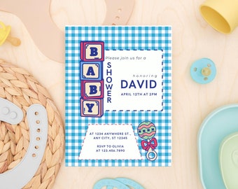 Oh Boy Baby Shower Invitation Template, Boy Baby Shower Blue, DIY Baby Shower Invitation, Boy Baby Shower, Editable Invitation