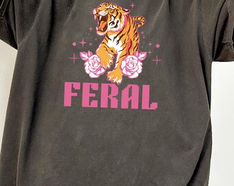Feral Tiger Graphic Tee: Comfort Colors 100% US Cotton Shirt