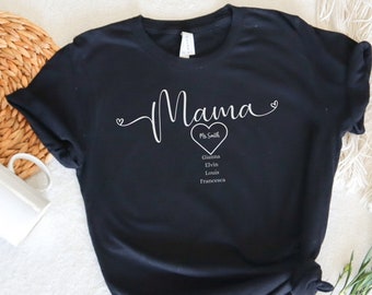 Personalized Mama Shirt: Custom Mom T-shirt With Children's Names