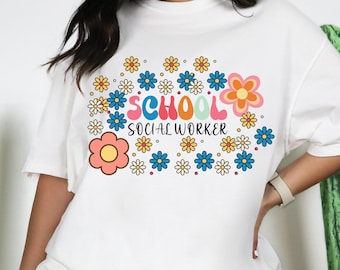 Retro School Social Worker Shirt: Floral Counselor Gift