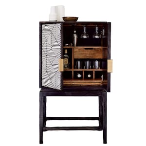 Designer Bar Cabinet Perfect for Entertaining Guests Stylish Home Mini Bar Vegan No Use Of Animal Bone