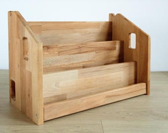 Minimalist Montessori Bookshelf for Kids, Handmade from Natural Beech Wood, Custom Toddler Bookcase for Nursery