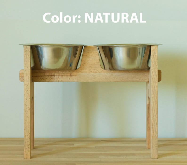 HappyBowl Handmade Beech Wooden Elevated Dog Bowl Stand for Large Dogs with 2 Stainless Steel Bowls in Set Hohen Hundenapfständer aus Holz image 10