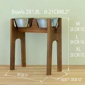 HappyBowl Beech Wooden Elevated Dog Bowl Stand for Large Dogs with 2 Stainless Steel Bowls image 10