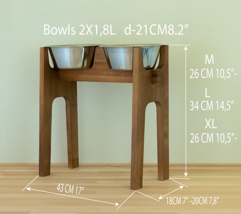 HappyBowl Beech Wooden Elevated Dog Bowl Stand for Large Dogs with 2 Stainless Steel Bowls image 10