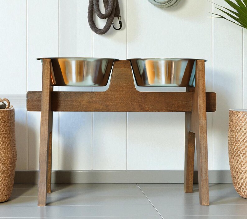 Beech Wooden Elevated Dog Bowl Stand for Large Dogs with 2 Stainless Steel Bowls, Hundenapfständer für große Hunde image 18