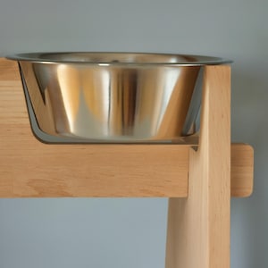 HappyBowl Beech Wooden Elevated Dog Bowl Stand for Large Dogs with 2 Stainless Steel Bowls image 6