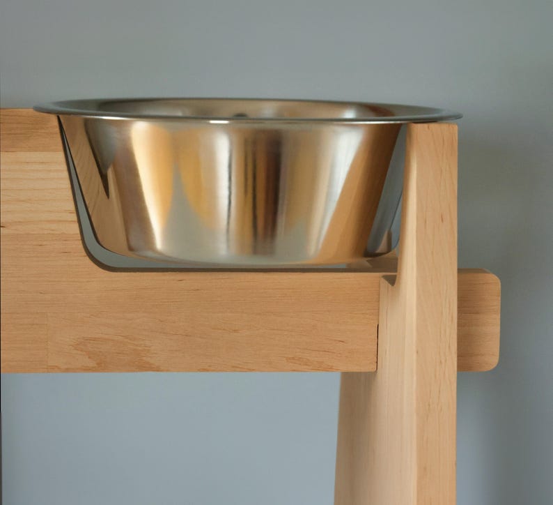 HappyBowl Beech Wooden Elevated Dog Bowl Stand for Large Dogs with 2 Stainless Steel Bowls image 6