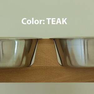 ALTO - 34 cm. Ideal para perros grandes y medianos. Comedero elevado de madera de haya hecho a mano para perros grandes con 2 comederos. imagen 6