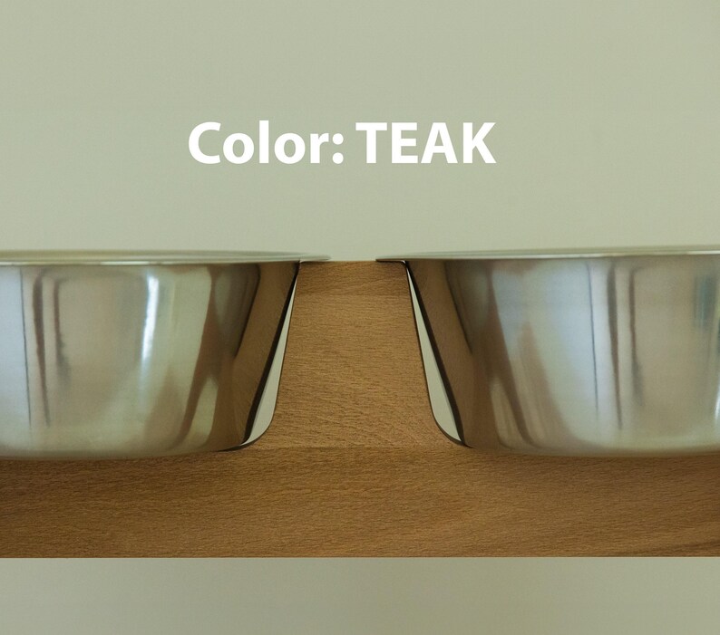 ALTO - 34 cm. Ideal para perros grandes y medianos. Comedero elevado de madera de haya hecho a mano para perros grandes con 2 comederos. imagen 6