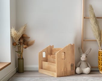 Minimalist Montessori Bookshelf for Kids - Promotes Independence and Organized Reading. Montessori furniture, Wood Toddler Bookcase,