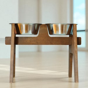 HappyBowl Handmade Beech Wooden Elevated Dog Bowl Stand for Large Dogs with 2 Stainless Steel Bowls in Set Hohen Hundenapfständer aus Holz image 13